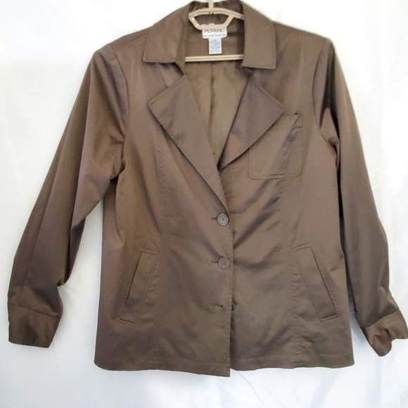 Linea Button Front Brown Jacket XL Women's Lined Notched Lapel Blazer Office - Picture 1 of 12